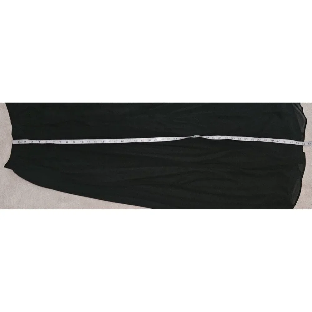 Lulus Solid Black Maxi Skirt Long Sheer Layer Slit Lined Women's XS